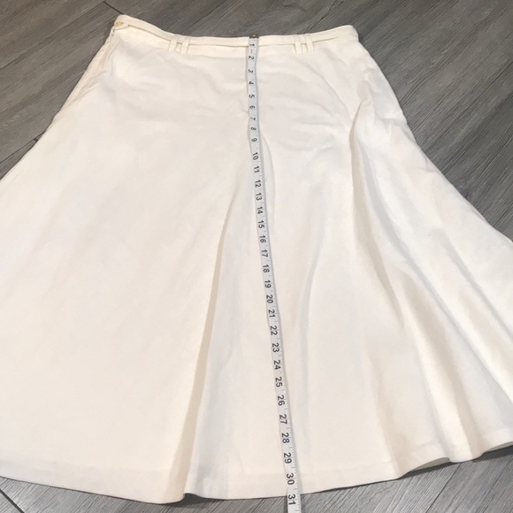Lauren Ralph Lauren Vintage Off-White A-Line Linen Skirt with Rhinestone Belt - Picture 8 of 9